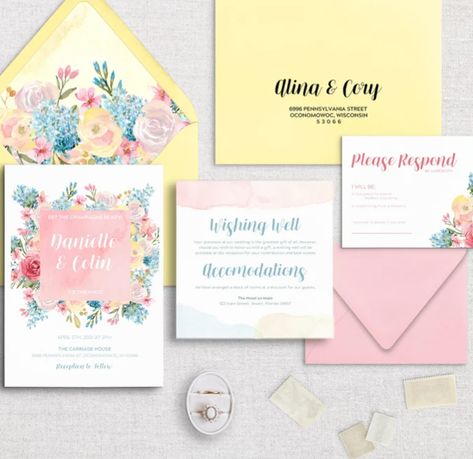 Are you planning an Easter wedding day? Check out these Pretty Florals And Pastel Bunnies with our 30 Easter Wedding Ideas #magpiewedding Easter Wedding Ideas, Pastel Easter, Invitation Suites, Pink Blue Yellow, Fox Design, Custom Stationery, Wishing Well, Custom Wedding Invitations, Wedding Invitation Paper