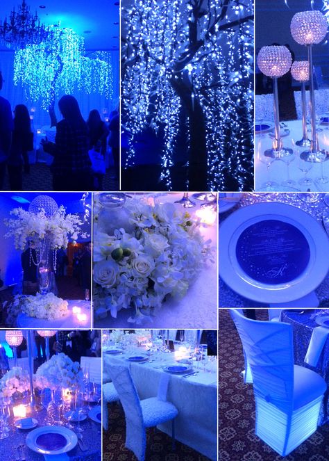 Icy Blue Night Event Theme Icy Theme Party, Blue Prom Theme, Icy Wedding Theme, Icy Birthday Theme, Quinceanera Winter Wonderland, Blue Party Themes, Winter Quinceanera, Winter Wonderland Wedding Theme, Wonderland Wedding Theme