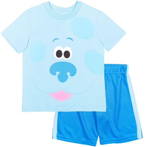 PRICES MAY VARY. Top: Jersey knit, 100% Cotton; Bottoms: Flatback mesh, 100% Polyester Pull On closure Machine Wash Nickelodeon Blue's Clues & You! toddler boys cute and stylish short sleeve tee shirt with matching shorts Awesome screen print art with puff featuring Blue full-face, costume-style design on tee Rib knit crew neck collar; Breathable mesh shorts with contrast tapings and an elastic waist for a better fit Perfect for birthday gift, every day wear, warm summer days, back to school out Mesh Shorts Outfit, Blues Clues Characters, Blue's Clues And You, List Of Characters, Stylish Shorts, Back To School Fashion, Blue’s Clues, Blue's Clues, Blues Clues