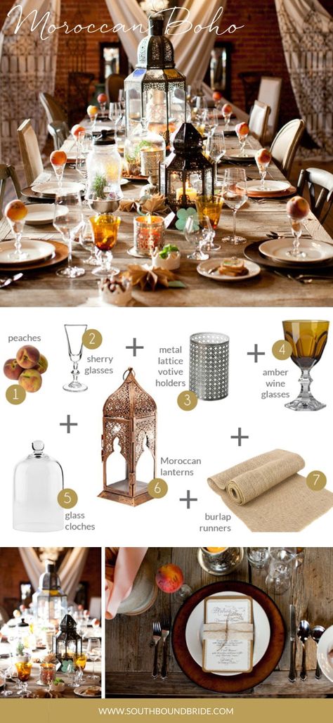 Moroccan Boho | How to Style a Boho Wedding Tablescape | Credit: Picotte Weddings Boho Wedding Tablescape, Moroccan Wedding Theme, Moroccan Theme Party, Boho Tablescape, Arabian Wedding, Moroccan Party, Moroccan Theme, Moroccan Boho, Wedding Tablescape