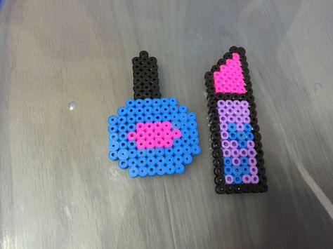 Makeup!!! Nail polish and lipstick,fancy. :D Hama Beads Makeup, Beads Makeup, Melty Bead Patterns, Kandi Kid, Hamma Beads, Hama Beads Patterns, Melty Beads, Bead Patterns, Paper Quilling