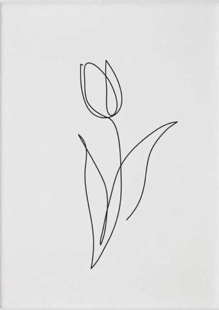 Tulips Fine Line Tattoo, Tulip Line Work Tattoo, Small Tattoos Simple Aesthetic, Tulip Tattoo Small Simple, One Line Tulip Drawing, Linework Tulip Tattoo, Tulip Simple Tattoo, Tulip One Line Tattoo, Tulips Tattoos For Women