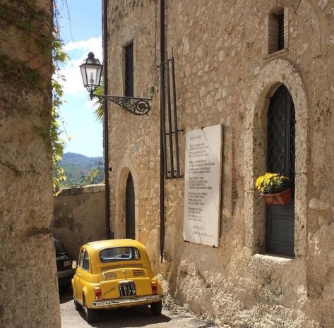 P I N T E R E S T // Nerualedaj Italy 1983, Somewhere In Northern Italy, Italy Vibes, Summer In Italy, Yellow Car, Italy Summer, Italy Aesthetic, Europe Summer, Italian Summer