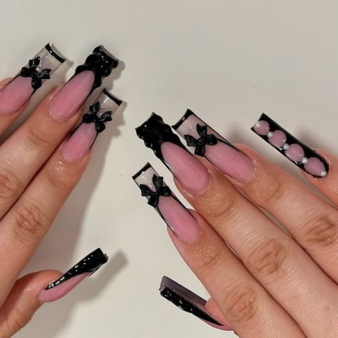 Goth Nail Ideas: Sinister Elegance for a Darkly Glamorous Look | ND Nails Supply Dark Goth Nails, Goth Nail Ideas, Elegant Black Nails, French Tip Set, Sqaure Nails, Edgy Vibes, Black French Tip, Pink French Nails, Mauve Nails