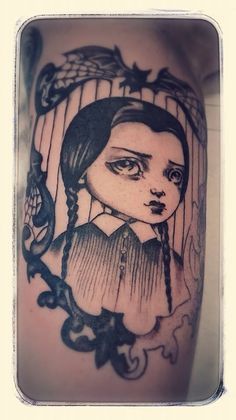 Wednesday Tattoo, Wednesday Addams Tattoo, Cameo Tattoo, Voodoo Doll Tattoo, Tim Burton Tattoo, Ink Therapy, Addams Family Wednesday, Wednesday Adams, Bat Tattoo