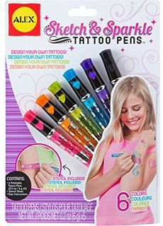 ALEX Toys Spa Sketch and Sparkle Tattoo Pens Nail Pens, Muñeca Baby Alive, Sparkle Tattoo, Design Your Own Tattoo, Alex Toys, Tattoo Pen, Pen Kits, Pen Design, Fantasias Halloween