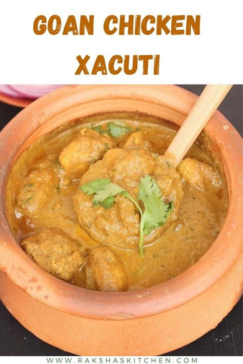 Goan Curry Recipe, Xacuti Recipe, Chicken Xacuti, Goan Chicken Curry, Goan Curry, Spicy Coconut Curry, Beef Roulade, Gravy Chicken, Indian Chicken Curry