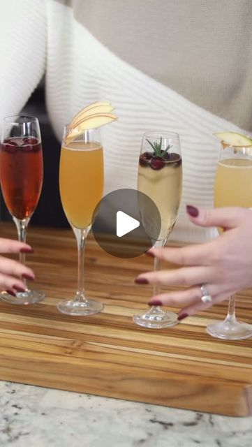 Kayti Lavergne on Instagram: "My favorite lineup of Holiday hosting Mimosas 🥂 

Comment “link” or “recipe” for full printable recipe

Facebook click here: https://www.homemadefoodjunkie.com/four-delicious-fall-mimosas-recipes/

#mimosa 
#brunchdrinks 
#thanksgivingdrinks 
#christmasdrink 
#mimosarecipe" Fall Mimosas, Fall Mimosa Recipe, Fall Mimosa, Christmas Cocktail Drinks, Alcoholic Treats, Mimosa Recipe, Holiday Hosting, Thanksgiving Drinks, Brunch Drinks