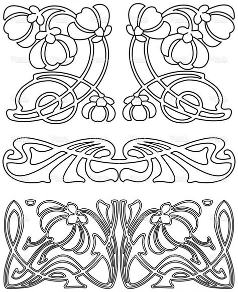 Fleurs Art Nouveau, Motifs Art Nouveau, Nouveau Tattoo, Illustration Art Nouveau, Design Art Nouveau, Art Nouveau Illustration, Art Nouveau Pattern, Art Nouveau Flowers, Art Nouveau Design