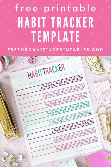 This free habit tracker printable will help you build healthy habits and routines you you can reach your goals and improve your life! | #habittracker #habits #healthyhabits #habitprintable Yearly Habit Tracker Printable Free, Free Printable Habit Tracker Monthly, Healthy Habit Tracker Free Printable, 30 Day Habit Tracker Free Printables, Diy Habit Tracker, Bad Habit Tracker, Habit Tracker Template Free Printable, Kids Habit Tracker, Free Organizing Printables