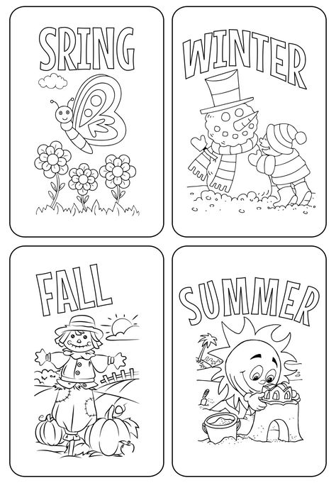 Four Seasons Coloring Page Seasons Winter Preschool, Season Matching Worksheet, Year 1 Worksheets Free Printable, Seasons Colouring Pages, Seasons For Preschoolers, Prek Seasons Activities, Four Seasons Kindergarten, Pre K Seasons Free Printables, Four Seasons For Preschool