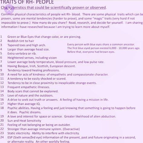 Rh Blood Type People, Rh Negative Blood Facts, A Negative Blood, Blood Type Personality, Rh Factor, Rh Negative, Type Personality, Blood Types, Random Knowledge