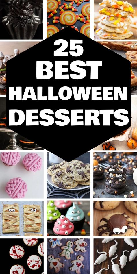 Discover a variety of Halloween dessert ideas to impress your guests at your next spooky gathering! From easy Halloween desserts to festive and creative treats, these Halloween party desserts will surely add a sweet touch to the occasion. Get inspired with these delicious Halloween sweets perfect for celebrating the season. Dessert Ideas For Halloween, Halloween Treats For Party Food Ideas, Halloween Dinner Party Desserts, Halloween Theme Dessert Ideas, Halloween Desserts Individual, Halloween Party Dessert Ideas For Adults, Hollowed Desserts, Spooky Dessert Ideas, Halloween Sweet Treats Parties Food