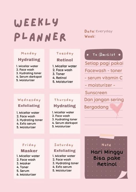 Skin Care Routine By Andrea Skincare Schedule, Skincare Planner, Tips Kecantikan, Retinol Skincare, Skincare Steps, Skin Care Routine Order, Study Tips For Students, Simple Skincare Routine, Pose Fotografi