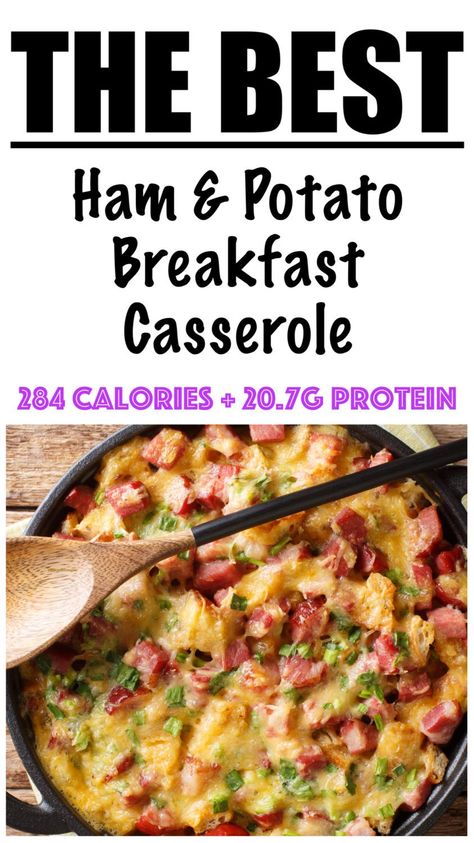 Interesting Meals, Potato Breakfast Casserole, Healthy Ham, Ham And Potato Casserole, Protein Ideas, Breakfast Potato Casserole, Ham Breakfast, Breakfast Casserole Recipe, Ham Potato