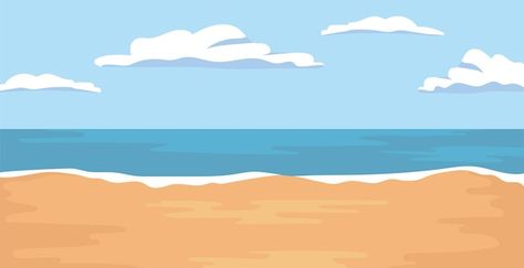 Beach Vector Art Backgrounds, Beach Vector Art, Beach Animation, Vector Landscape Illustration, Sea Vector, Beach Vector, Ocean Clipart, Underwater Background, Waves On The Beach