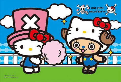 Hello Kitty x One Piece Hello Sanrio, Tony Tony Chopper, Tony Chopper, Hello Kitty Characters, Hello Kitty Art, Valentines Wallpaper, Hello Kitty Iphone Wallpaper, Hello Kitty My Melody, Hello Kitty Pictures