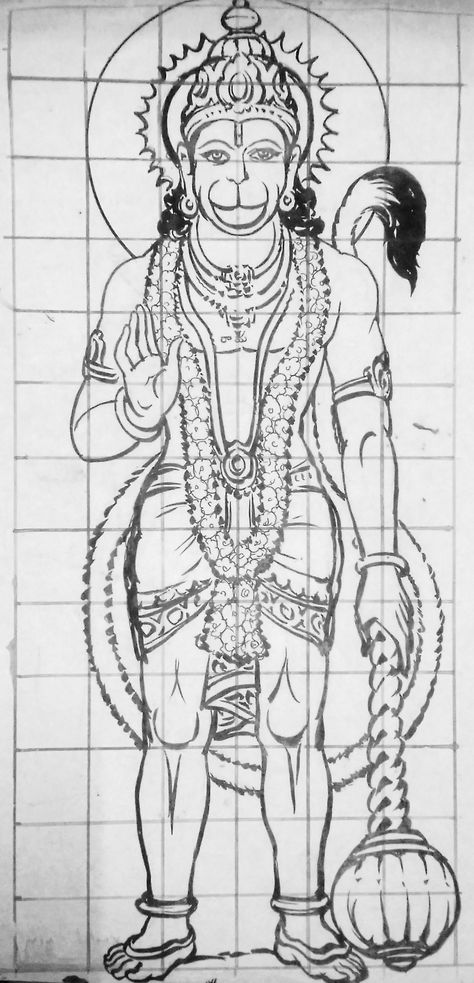 Lord Hanuman Paintings, Hanuman Outline, Hanuman Ji Mandala Art, Hanuman Sketch Art, Hanuman Ji Drawing Sketch, Hanuman Drawing Sketch, Hanuman Ji Drawing Easy, Hanumanji Sketch, Hanuman Ji Painting