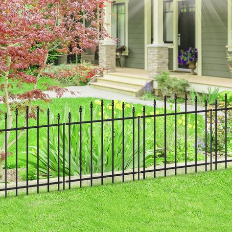 PRICES MAY VARY. WHAT'S INCLUDED: 6 Panels+7 Stakes in a bundle. Each fence panel is 26”(H) x 24”(W), each stake height is 30 inches, linear length 12 feet, Black color. ATTRACTIVE DESIGN: This garden fences and borders with black powder coated finish is durable for outdoor using, classically designed Roman Column decoration on arch patterns, which makes garden fencing more attractive. STURDY STRUCTURE: Forehogar garden border fence is welded by 0.4x0.4inch high quality steel tubes, they are ver Metal Garden Fence, No Dig Garden, Outdoor Arch, Fence Border, Column Decoration, Metal Garden Fencing, Path Edging, Decorative Garden Fencing, Garden Fences