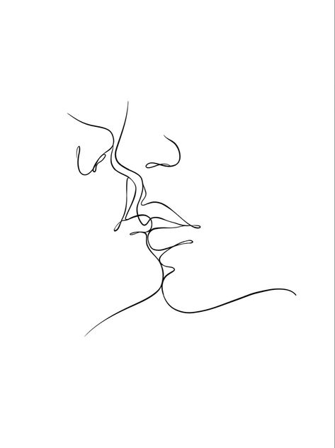 Kiss Drawings Minimalist, Silhouette Outline Woman, Women Kissing Silhouette Art, Cute Couple Art Base Drawing, Women Outline Art, Couple Outline Art, Kiss Outline, Line Art Drawings Couple, Silhouette Kissing