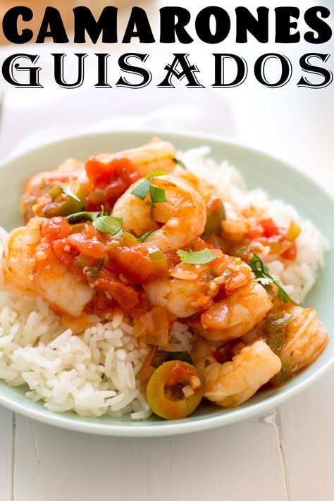 Stew Shrimp Recipes, Shrimp Guisado Recipe, Spanish Style Recipes, Bacalaitos Shrimp, Shrimp Puerto Rican Recipes, Shrimp Bacalaitos, Shrimp With Rice Recipes, Spanish Shrimp Recipes, Puerto Rican Shrimp Soup