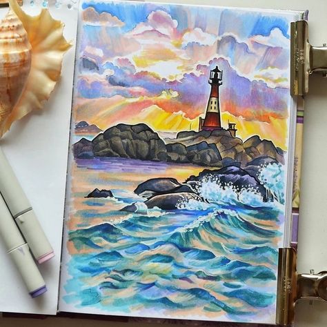 Kunstjournal Inspiration, Copic Drawings, Copic Marker Art, Sky Art Painting, Boho Art Drawings, Copic Art, Watercolor Painting Techniques, Marker Drawing, Mandala Design Art