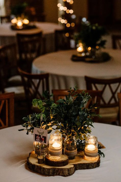 Green Wedding Centerpieces, Greenery Wedding Centerpieces, White Floral Centerpieces, Rustic Wedding Decorations, Fraser River, River Lodge, Rustic Wedding Table, Event Decorations, Rustic Wedding Venues