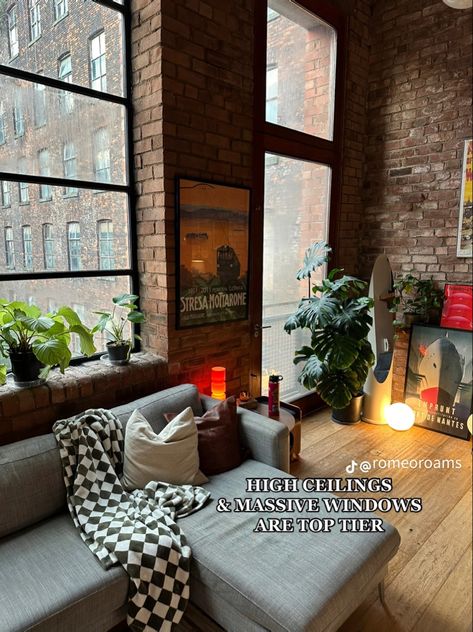 Cozy High Rise Apartment, Denver Apartments, Brick Decor, Brooklyn Apartment, Small Living Room Decor, Dream Apartment, Apartment Decor Inspiration, Apartment Inspiration, Room Inspiration Bedroom