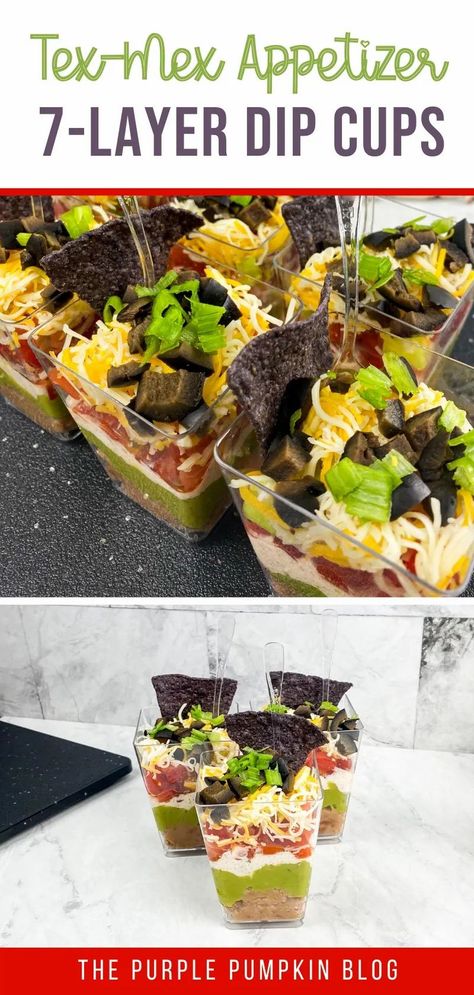 7 Layer Dip Cups, 7 Layer Mexican Dip, Layered Dip Cups, Seasoned Sour Cream, Mexican Layer Dip, 7 Layer Dip, Mexican Dips, Authentic Mexican Recipes, Layer Dip