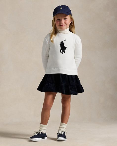 Big Pony Corduroy-Skirt Fleece Dress Prep School Style, Wimbledon Fashion, Polo Ralph Lauren Kids, Prep School, Ralph Lauren Kids, Fleece Dress, School Style, Polo Sport, Corduroy Skirt