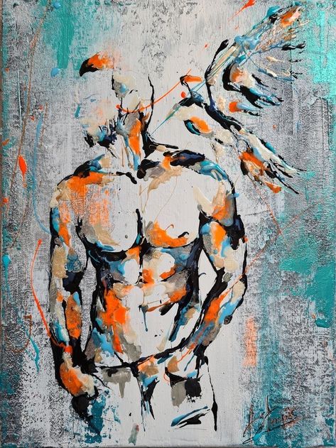 Male Abstract Art, Body Paintings Male, Gay Artist Aesthetic, Male Torso Painting, Gay Painting, Male Artworks, Masculine Art, Male Body Art, Rennaissance Art