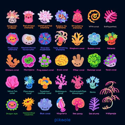 Elkhorn Coral, Kida Disney, Brain Coral, Sea Creatures Art, Sea Art, Cute Little Drawings, Coral Blue, Creature Design, Cute Doodles