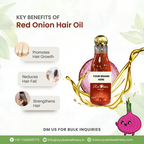 Boost your profits and customer satisfaction with our high-demand Red Onion Hair Oil #RedOnionHairOil #HairGrowth #StrongHair #HealthyHair #Ayubalwellness #NaturalHairCare #NaturalIngredients #ChemicalFreeHair #OrganicHairProducts #RedOnionBenefits Red Onion Benefits, Onion Hair Oil, Onion Hair, Onion Oil, Product Post, Onion For Hair, Root Growth, Natural Haircare, Oil Benefits