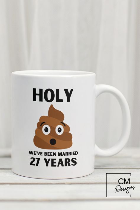 27th anniversary gift, 27 yr wedding, 27 years married, wife husband, poop emoji, couple parents mug 27 Anniversary, Emoji Couple, Happy 27th Anniversary, 27th Anniversary, Happy Anniversary Wishes, Poop Emoji, Anniversary Wishes, Anniversary Quotes, Unique Presents