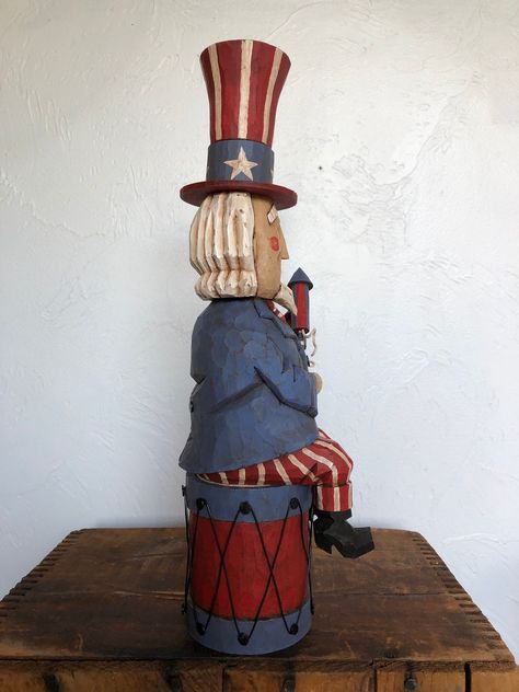 Primitive Folk Art, Uncle Sam, Art Objects, Summer Decor, Art Object, I Fall In Love, I Fall, Carbon Emissions, Folk Art