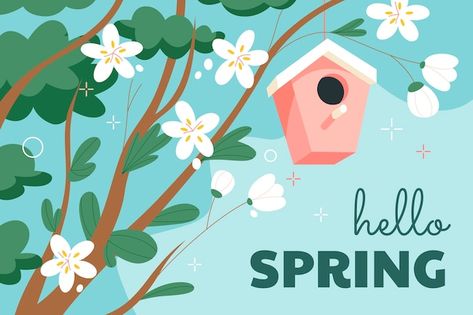 Free vector flat spring background | Free Vector #Freepik #freevector Spring Banner, Spring Flats, Spring Background, Books For Self Improvement, Web Banner Design, Hello Spring, Backgrounds Free, Web Banner, Vector Photo