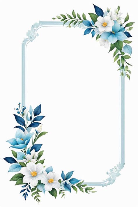 Blue Flower Frame, Floral Frame Background Flower, Blue Floral Border Design Frames, Blue Floral Frame Background, Blue Floral Watercolor Border, Elegant Wallpaper, Frame Border, Rose Frame, Framed Wallpaper