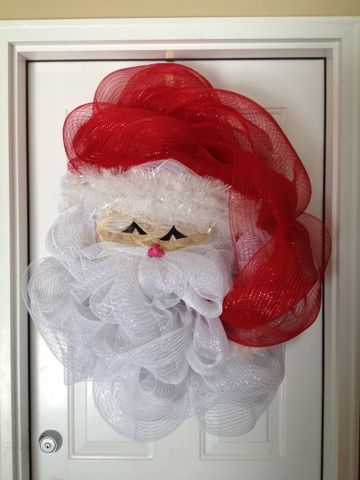 Santa Klaus, Deco Mesh Christmas Wreaths, Deco Wreaths, Santa Wreath, Xmas Wreaths, Santa Clause, Wreath Christmas, Wreath Ideas, Mesh Wreath