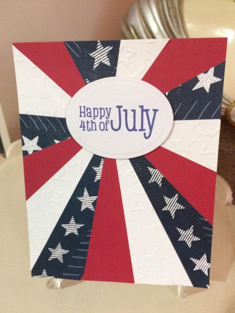 CC694 Guest Designer Sample- Kathy's card Independence Day Card Ideas, 4th Of July Quilt, Fourth Of July Cards, Ideas With Ribbon, Independence Day Card, Patriotic Cards, Card Making Tools, Quilt Cards, 4th Of July Photos