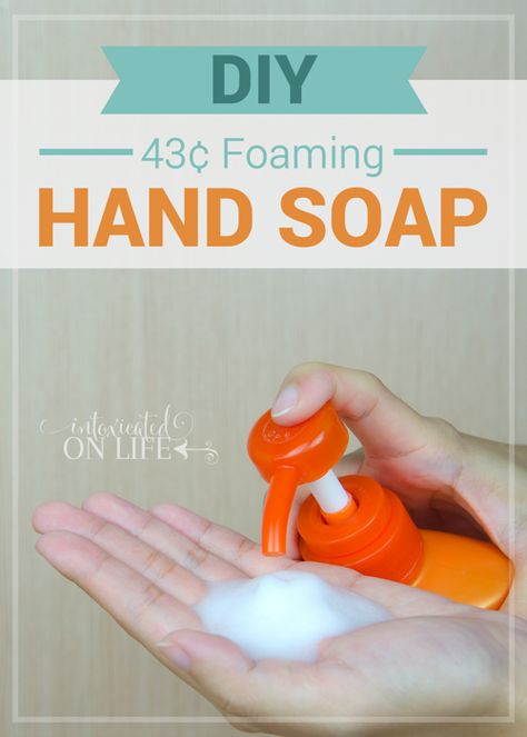 DIY43cent Foaming Hand Soap Castile Soap Uses, Foaming Hand Soap Recipe, Hand Soap Recipe, Diy Foaming Hand Soap, All Natural Cleaning Products, Diy Hand Soap, Foaming Hand Soap Dispenser, Natural Hand Soap, Pure Castile Soap