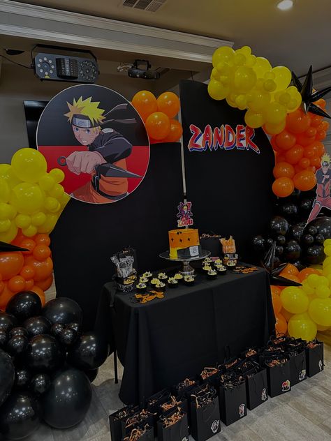 Anime Birthday Theme Ideas, Naruto Birthday Decoration, Anime Theme Birthday Party, Naruto Birthday Party Games, Naruto Theme Cake, Naruto Decorations, Naruto Bday Party Ideas, Naruto Party Decorations, Naruto Birthday Party