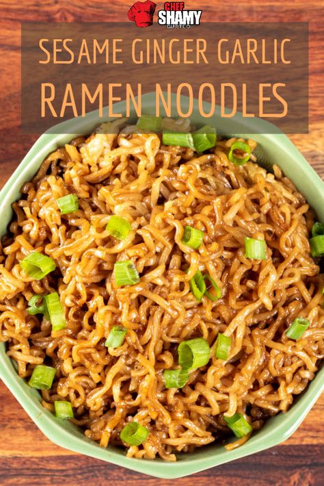 Sesame Ginger Garlic Ramen Noodles Ginger Ramen Noodle Recipes, Ginger Ramen, Ginger Noodles, Teriyaki Ramen Noodles, Sesame Ginger Sauce, Garlic Ginger Noodles, Soy Sauce Ramen Noodle Recipes, Ramen Noodle Recipes Easy Peanut Butter, Sesame Ginger Noodles