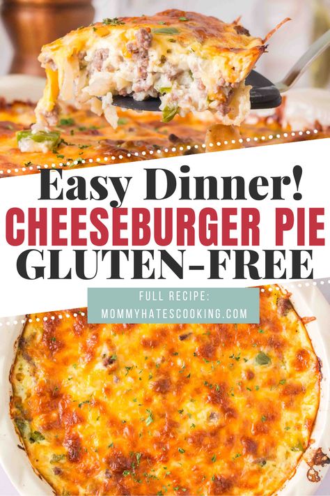 Make the BEST simple recipe with Gluten-Free Cheeseburger Pie that uses Gluten-Free Bisquick, a classic recipe! Gluten Free Cheeseburger Casserole, Gluten Free Cheeseburger Pie, Gluten Free Burger Recipes, Cheeseburger Pie Without Bisquick, Cheeseburger Pie Bisquick, Gluten Free Hamburger Recipes, Gluten Free Bisquick Recipes, Hamburger And Rice Recipes, Gluten Free Hamburger