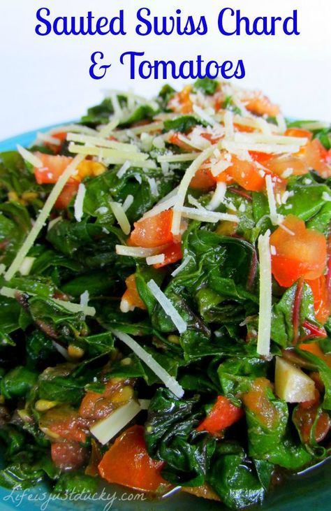 Sauted Swiss Chard and Tomatoes. Such a quick side dish. So Good and So Good For You. Chard Recipes Healthy, Swiss Chard Salad, Swiss Chard Recipe, Swiss Chard Recipes Easy, Rainbow Chard Recipes, Sauteed Swiss Chard, Quick Side Dish, Backyard Homestead, Swiss Chard Recipes