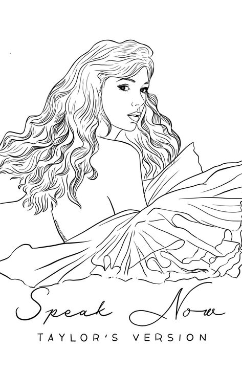 Taylor Coloring Pages, Taylor Swift Painting Ideas Speak Now, Speak Now Line Art, Taylor Swift Coloring Pages Songs, Taylor Swift Coloring Sheets, Taylor Swift Colouring Pages, Taylor Swift Outline, Coloring Pages Taylor Swift, Coloring Outlines