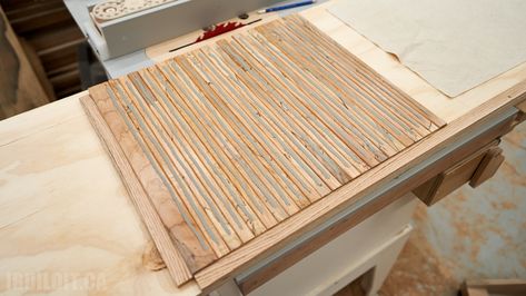 How To Make A Tambour Door - IBUILDIT.CA Wooden Window Shutters, Diy Cabinet Doors, Tambour Door, Canvas Drop Cloths, Appliance Garage, Trim Router, Woodworking Basics, Roll Top Desk, Roll Up Doors