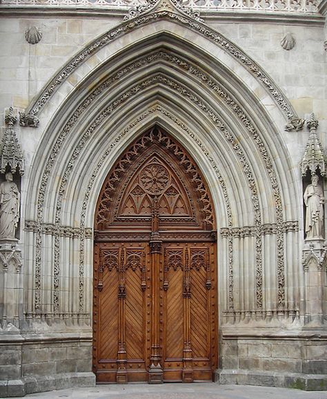 Cathedral door, Bilbao, Spain Tudor Interior, Cathedral Door, Medieval Doors, Ancient Yew Tree, Future Architect, Church Design Architecture, Gothic Door, Victorian Doors, Sacral Architecture