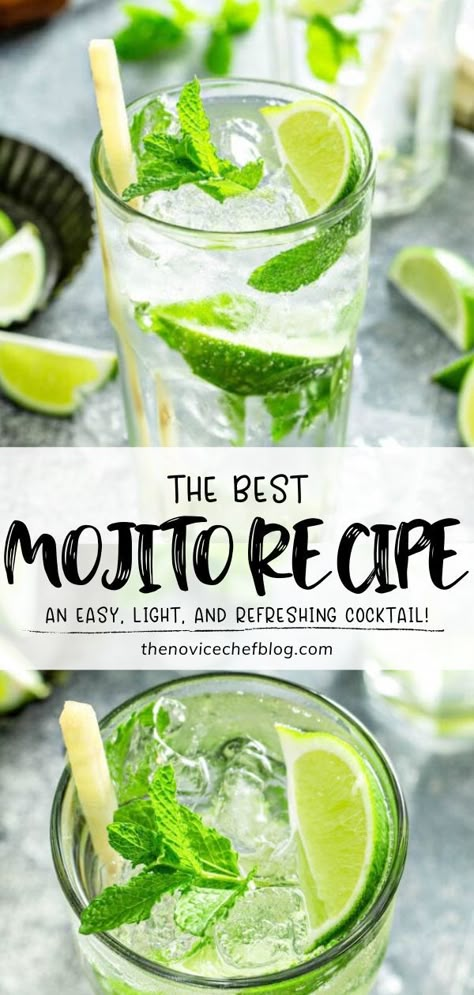 Easy Mojito, Best Mojito Recipe, Dessert Oreo, Mojito Recipe, Boozy Drinks, Fancy Drinks, Mixed Drinks Recipes, Cocktail Recipes Easy, Cocktail Drinks Recipes