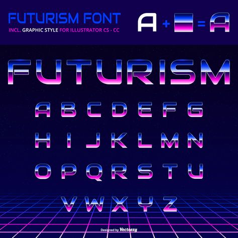 Download Shiny Alphabet 80s Retro Futurism Graphic Style Vector Vector Art. Choose from over a million free vectors, clipart graphics, vector art images, design templates, and illustrations created by artists worldwide! Retro Futurism Graphic, 80s Retro Futurism, 1980s Aesthetic, Neon Typography, Theatre Inspiration, Images Design, Typography Alphabet, Hand Lettering Fonts, Cyberpunk Aesthetic