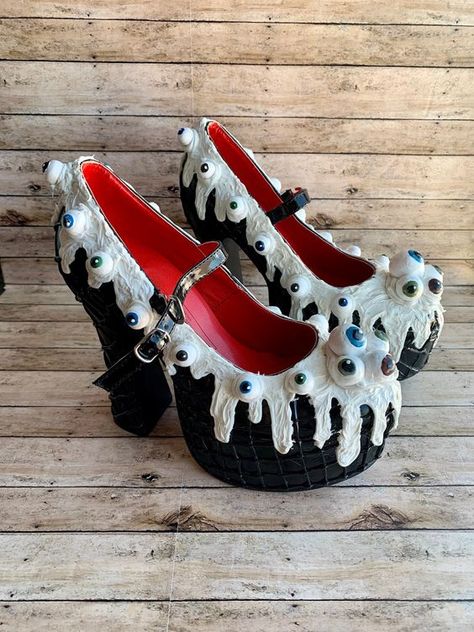 Very nice good texture defined design came fast. Hand Painted Heels, Ice Cream Shoes, Halloween Ice Cream, Halloween Shoes, Easter Earrings, Costume Shoes, Cream Shoes, Red Bandana, Psychobilly